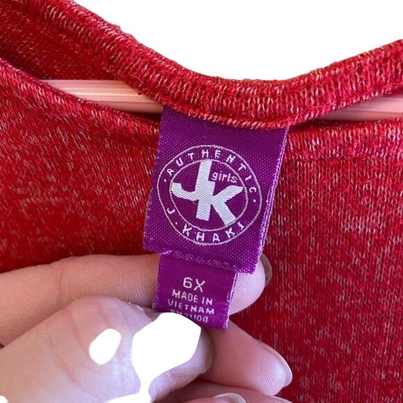 Authentic Girl’s JK Red Long Sleeve Pullover Sweater White Lace Bottom Size 6X - Picture 3 of 3